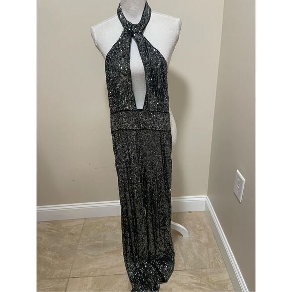 Anthropologie x Maeve Sequin Halter Jumpsuit Size 6 - Picture 6 of 10